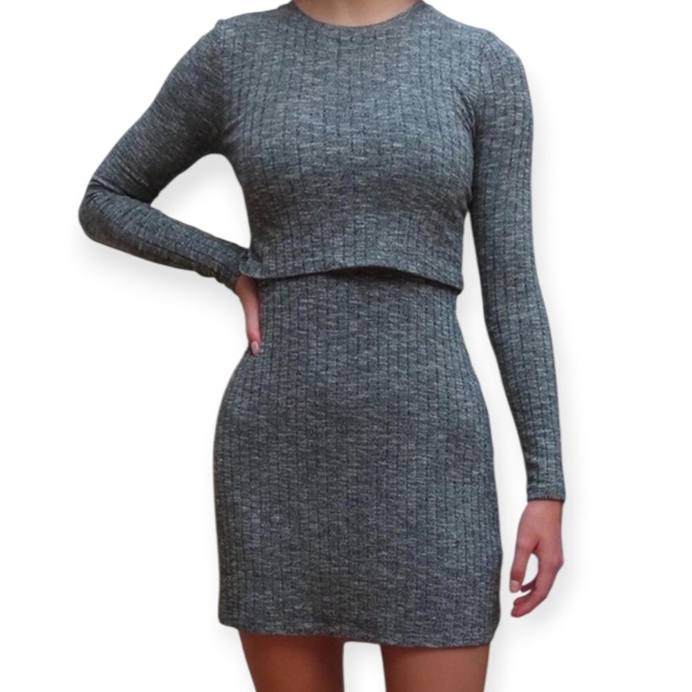 Abercrombie & Fitch Ribbed Knit Long Sleeve Dress Small
